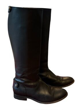 Vintage Frye Black Leather Riding Boots Back Zipper Sz 9.5